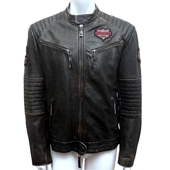 Affliction Black Label Limited Edition Leather Motorcycle Jacket - Size Large - Picture 2 of 7